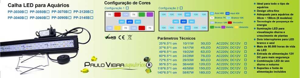 Calhas led vários tamanhos para aquário