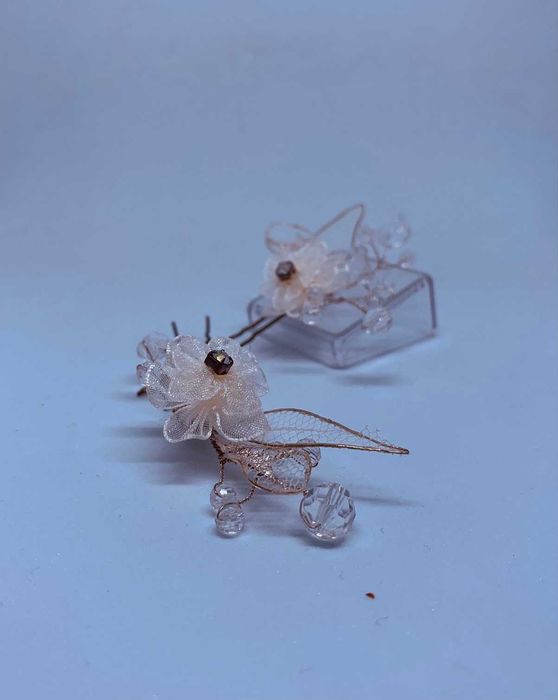 wsuwka kwiat tiul kryształki ślub boho rękodzieło artystyczna hit