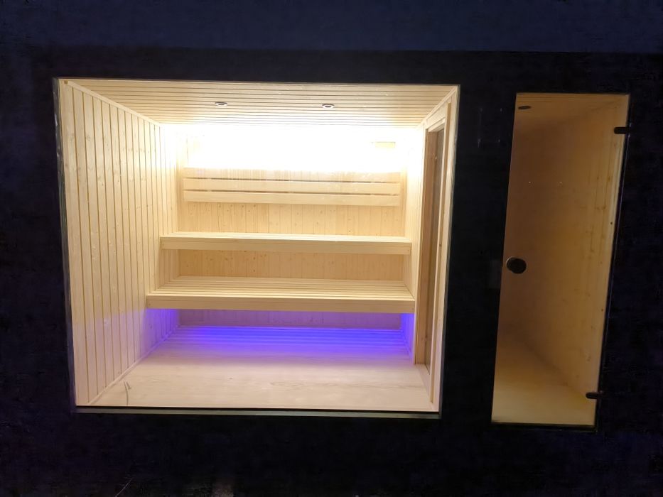 Sauna z przedsionkiem i oanoramą