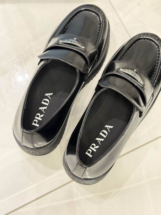 Mokasyny Prada black leather