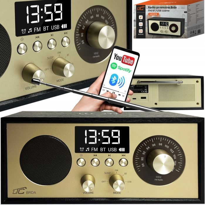 Radio przenośne FM bluetooth, ładowanie indukcyjne LTC