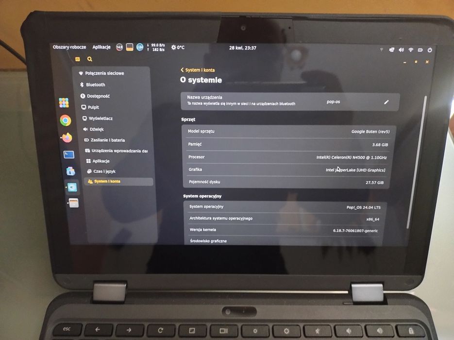 Uszk. Dotyk Lenovo 500e gen3 N4500 4/32gb linux bateria 7h