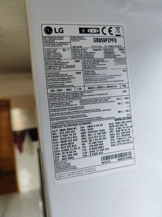 Frigorífico LG GBB59PZPFS Inox – No Frost – 1,90m