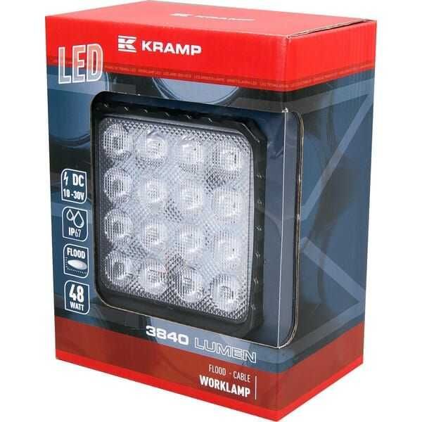 LA10047 Lampa robocza LED, kwadratowa, 48W 3840 lm 10/30V 16 LED Kramp