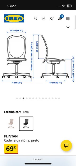Cadeira escritório IKEA FLINTAN