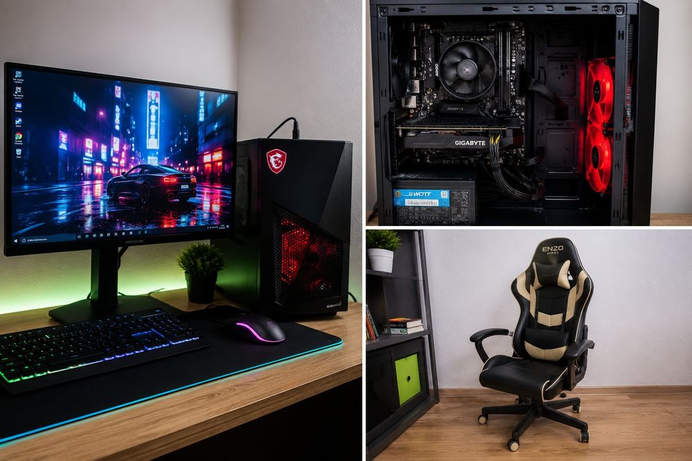 Komputer Gamingowy Ryzen 5 1600 GTX 1060 24GB RAM + Fotel Gamingowy + Monitor