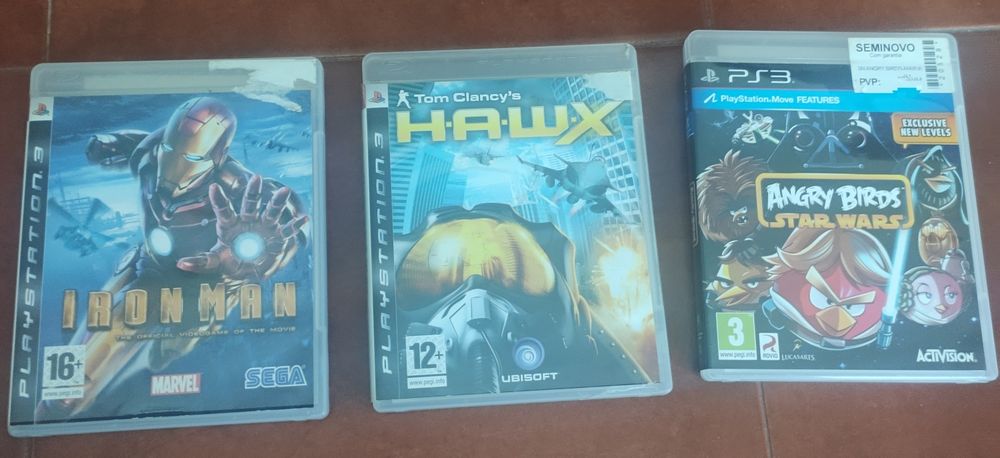 3 jogos PS3 Iron Man / Tom clancy's / Angry Birds star wars.