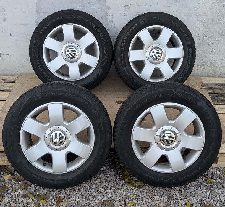 4x Koła Golf 5x112 ET 47 otwór 57.1 Opony zimowe 195/65/15 DOT1620