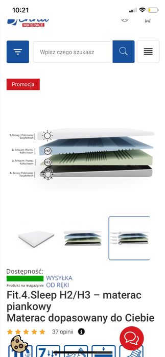 Materac piankowy 160x200 H2/H3