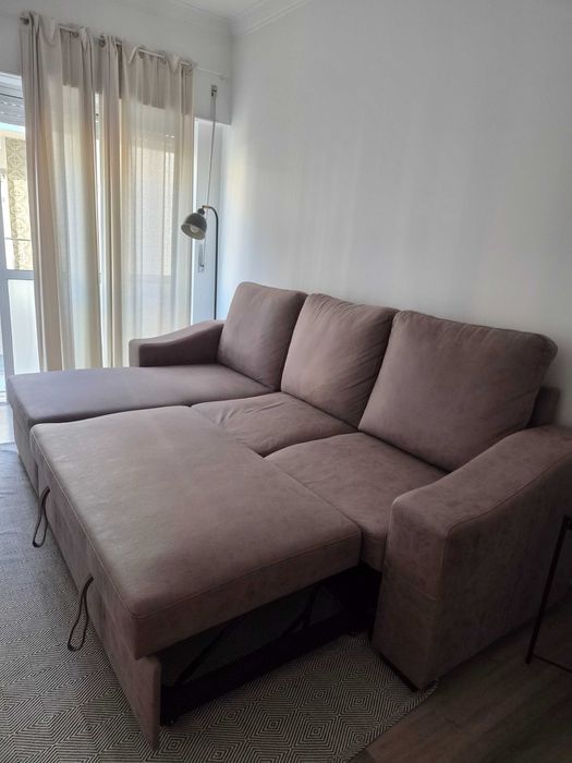Sofá cama cinzento - para levantar zona Mafra
