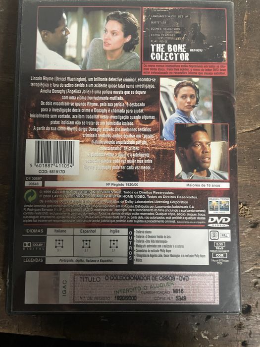 DVD O Colecionador de Ossos - Denzel Washington