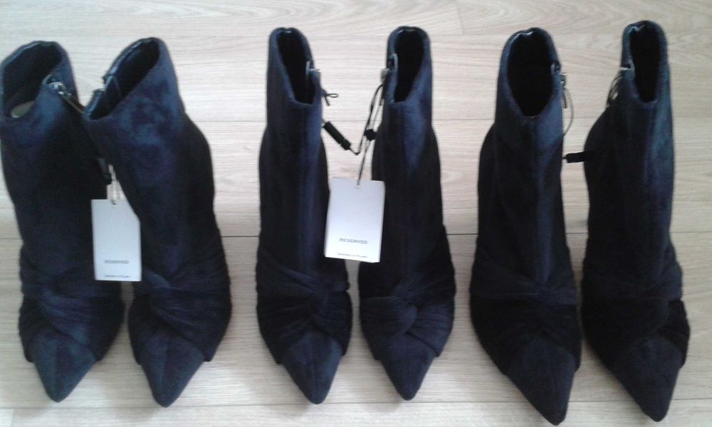 Botki 41 Reserved zamszowe czarne NOWE buty wiosenne szpilki