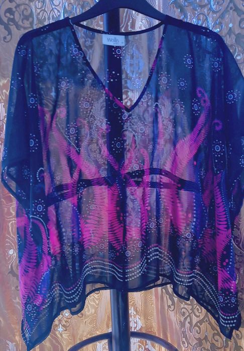 Bluzka WALLIS  a,la kimono, transparentna roz. M