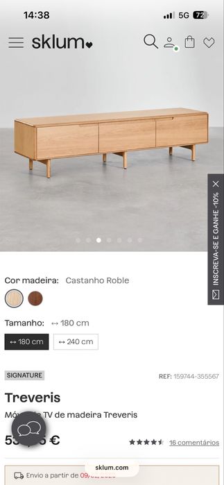 Movel de Tv de madeira Treveris - castanho