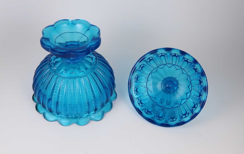 Compoteira em vidro azul Séc. XIX/XX