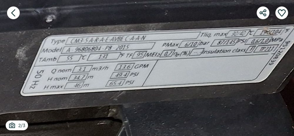 Grundfos cm - Bomba cm-3-5a 1x230v 0,87hp 1-1