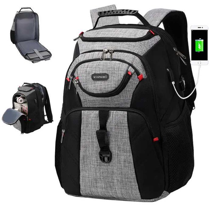 Mochila Preta e Cinza impermeável para escola