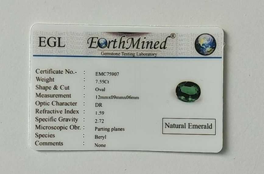Pedra preciosa Esmeralda com certificado