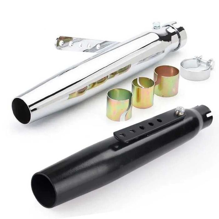 Ponteira Escape Universal Chopper Bobber 435mm Cromado Preto Mate