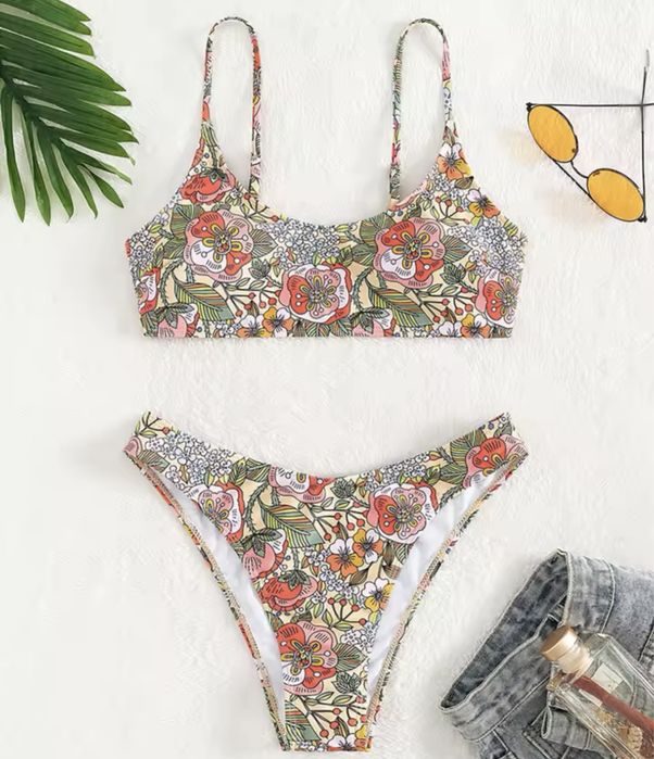 Купальник роздільний квітковий принт / купальник цветочный принт