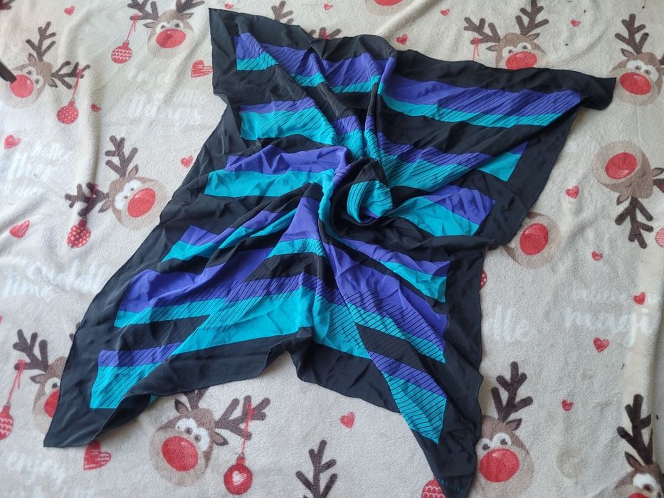 Marja Kurki 87x82 cm apaszka chusta Maria chustka jedwab turkusowa mo