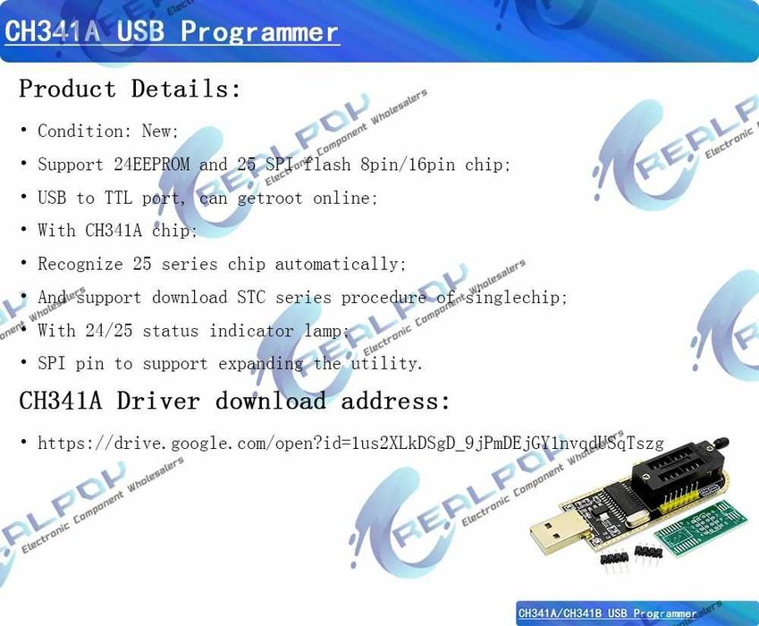 Программатор ch341a usb для eeprom/flash 24/25 серії