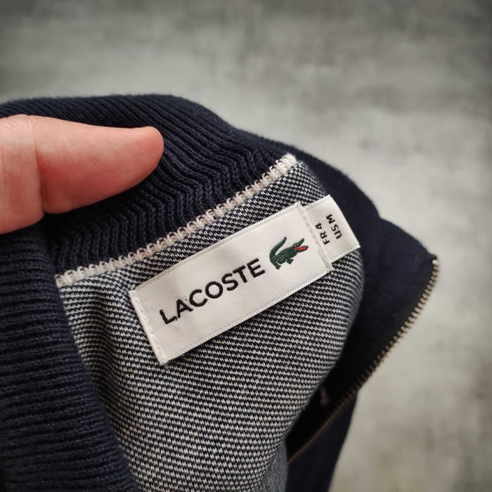 MĘSKI PREMIUM Sweter Elegancki Bluza Suwak Lacoste France Granat Haft