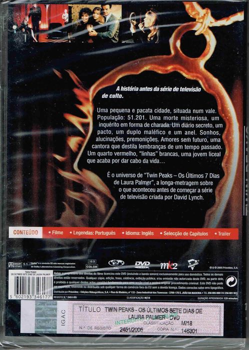 Filme em DVD: Twin Peaks Os Últimos 7 Dias de Laura Palmer - SELADO!