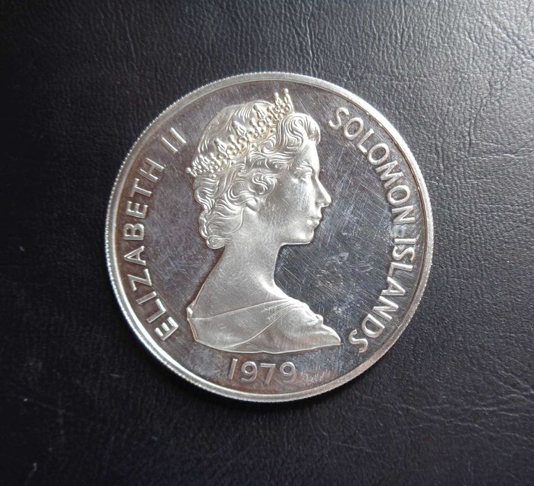 Moeda 10 Dólares Prata 925 Solomon Island 1979 (45mm, 41,6grs)