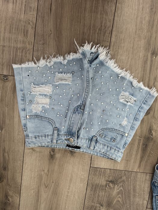 Spodenki krótkie szorty wysoki stan perełki