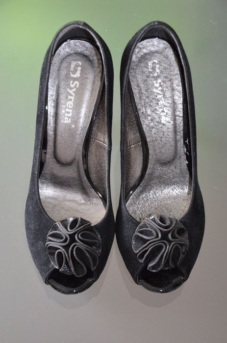 Czarne szpilki czółenka buty wyjściowe SYRENA