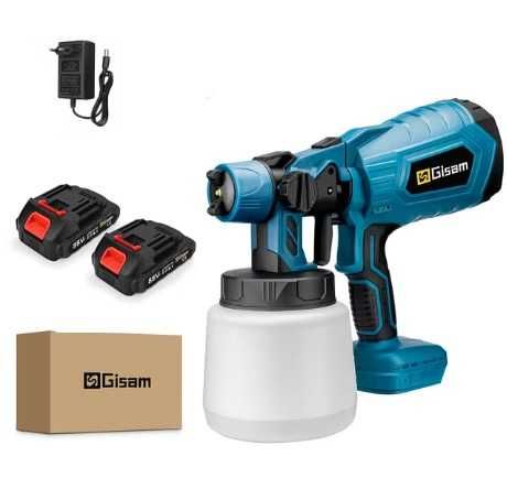 Pistola de pulverização elétrica sem fio com 2 baterias e carregador