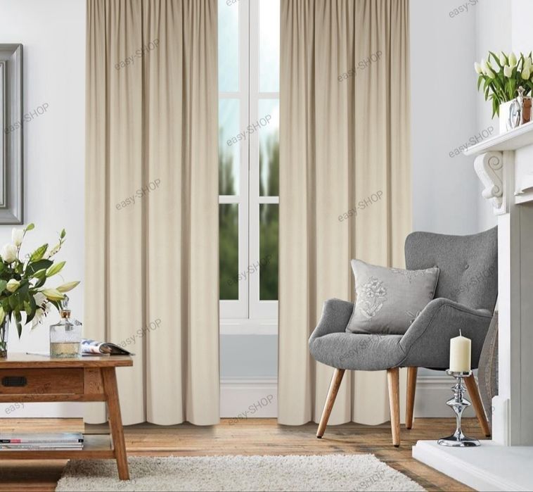 Beżowe zasłony 2 sztuki welurowe