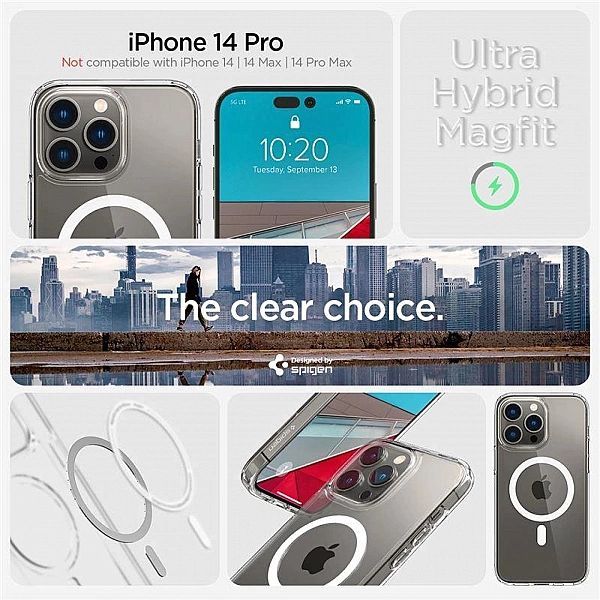 Etui Spigen Ultra Hybrid Mag z MagSafe na iPhone 14 Pro - przezroczyst