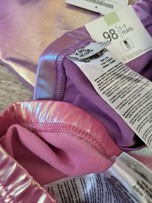 Getry/ legginsy - 2 pary - błyszczące,  mieniące się - rozm 98