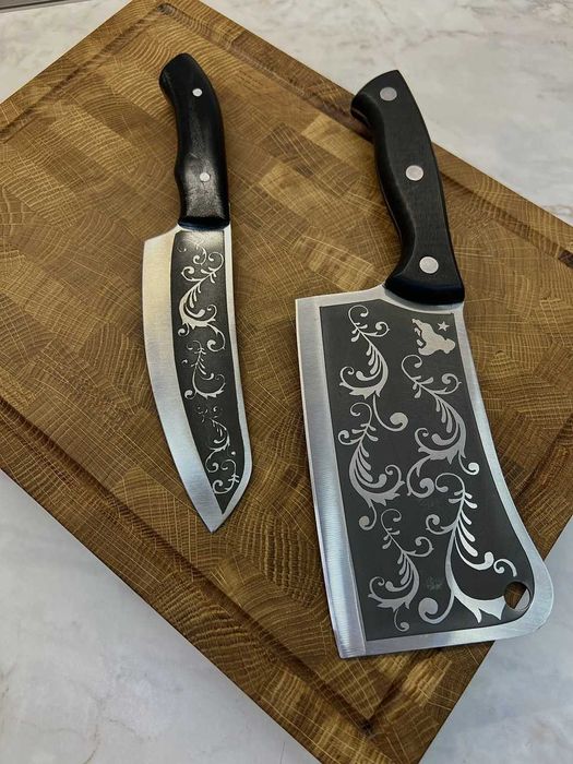 Торцева дошка дуб з тяпкою Візерунок + ніж DS35 Торцевая доска