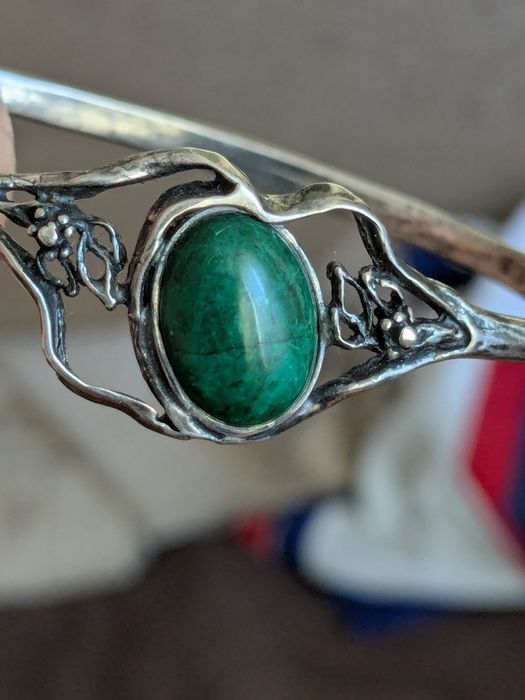 Kruk bransoletka srebrna  z kamieniem