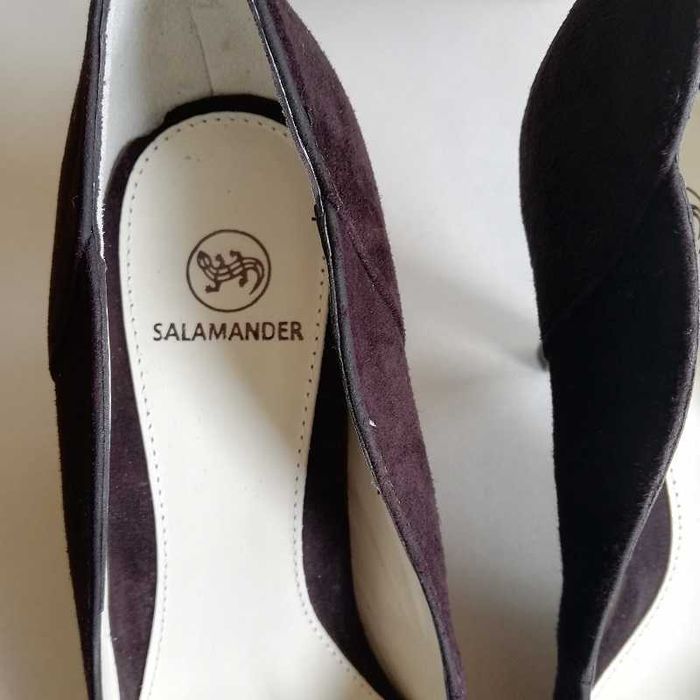 Czółenka szpilki Salamander 38 buty zamszowe NOWE brązowe