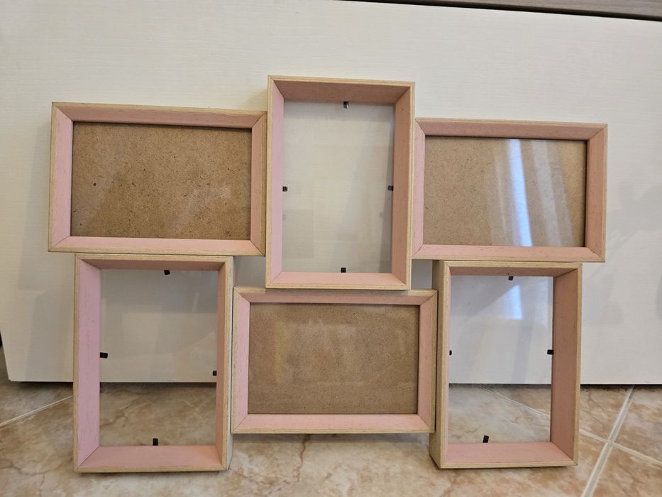 Moldura rosa para várias fotos! Como nova!