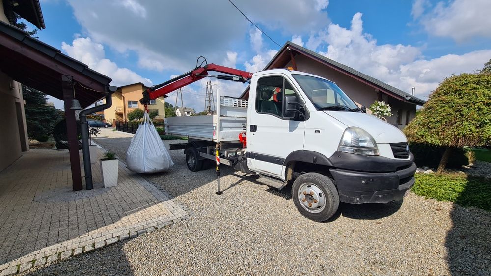 Usługi Dźwig hds transport wywóz gruzu ziemi liści gałęzi big bag wore