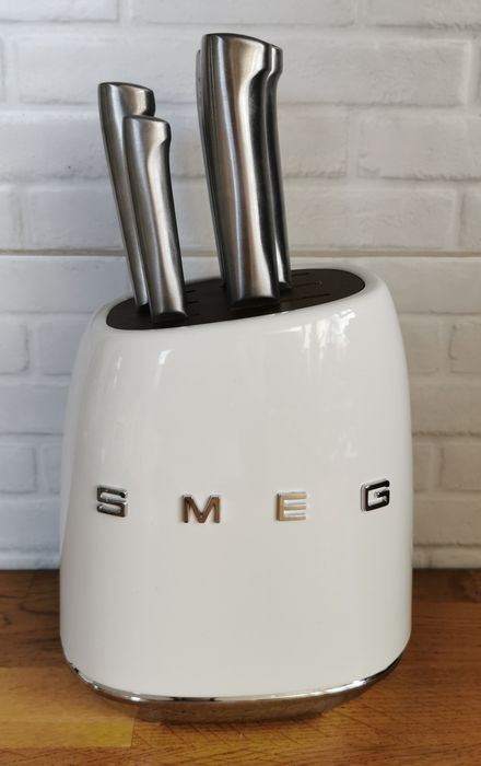 Smeg biały stojak na noże 6 noży kuchennych