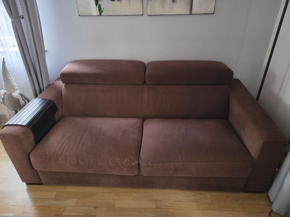 2 kanapy - dwójka i trójka, brązowa, etap, sofa, kanapa