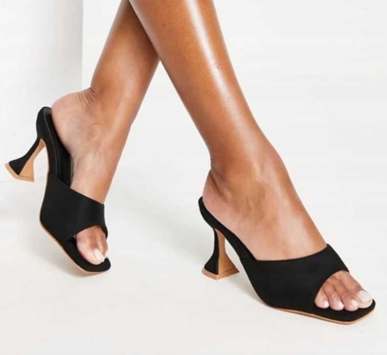 Klapki damskie na obasie czarne modne 41