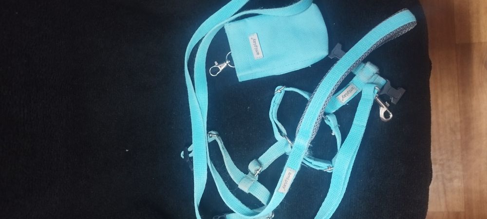 AMIPLAY Zestaw smycz ,szelki i torebka na woreczki