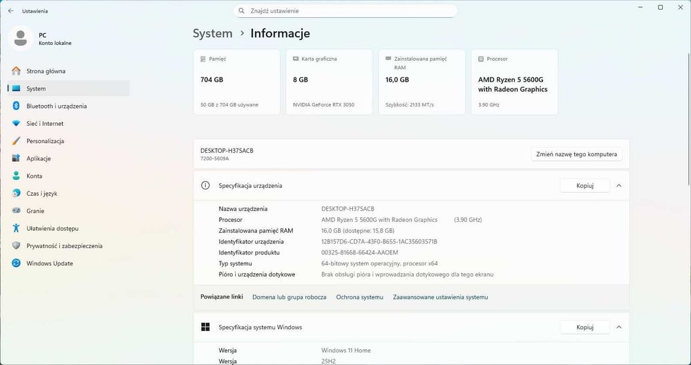 Komputer Gamingowy Ryzen5 5600 | RTX 3050 8GB | 16GB DDR4 | NVMe + HDD | RGB LED