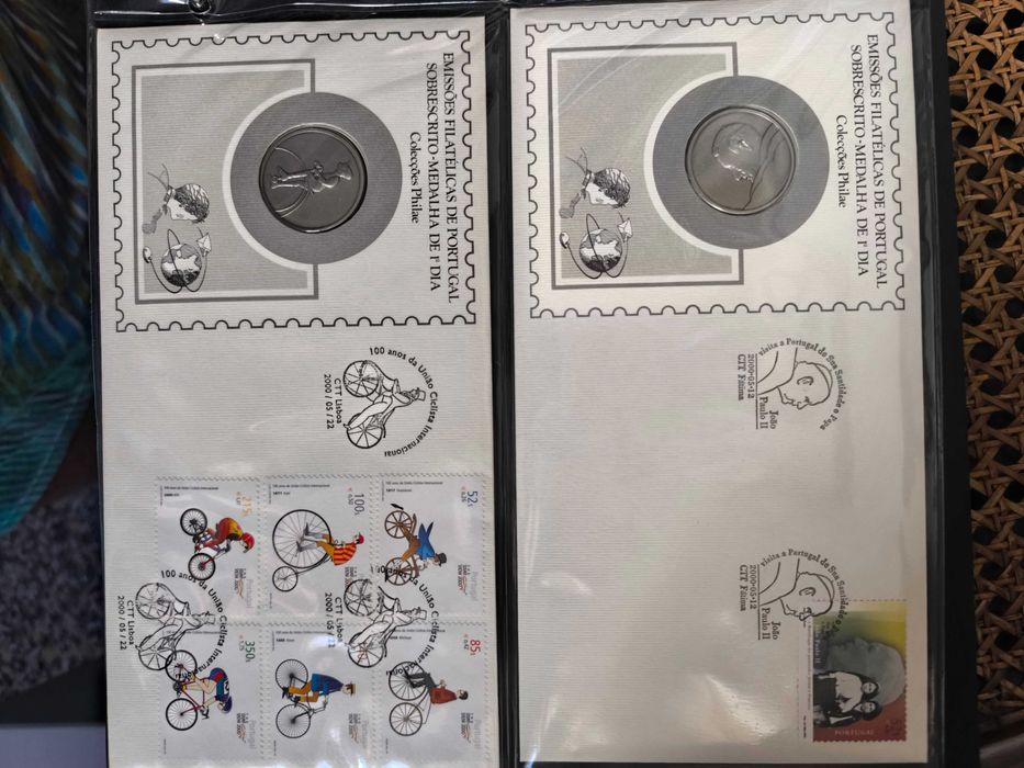 Coleções sobrescrito-medalha 1°dia (coleções Philae) - 1997 a 2001
