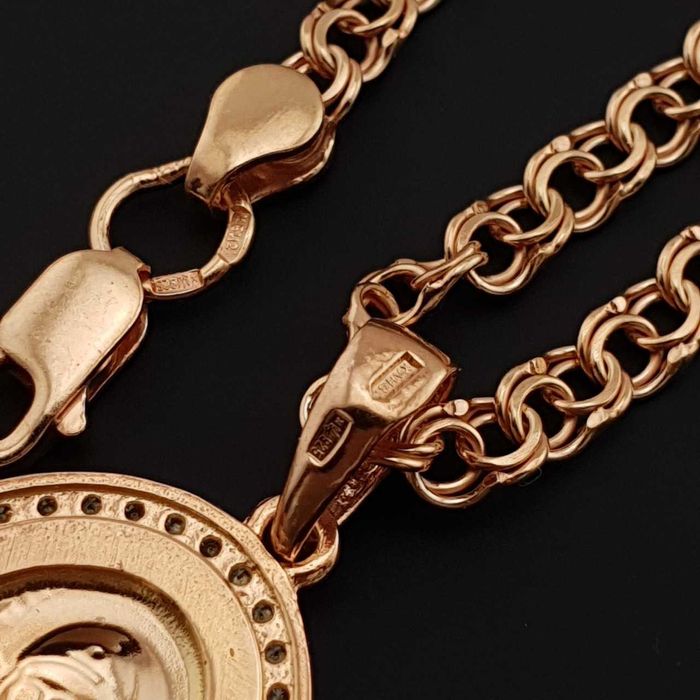 Позолочена срібна цепочка. Ланцюжок позолота і кулон оберіг Богородиця