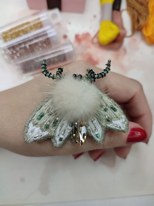 Ćma, broszka, handmade, wysyłka gratis