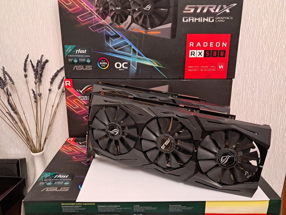 Видеокарта б\у ASUS STRIX RX580 8GB ТОП СОСТОЯНИЕ и другие