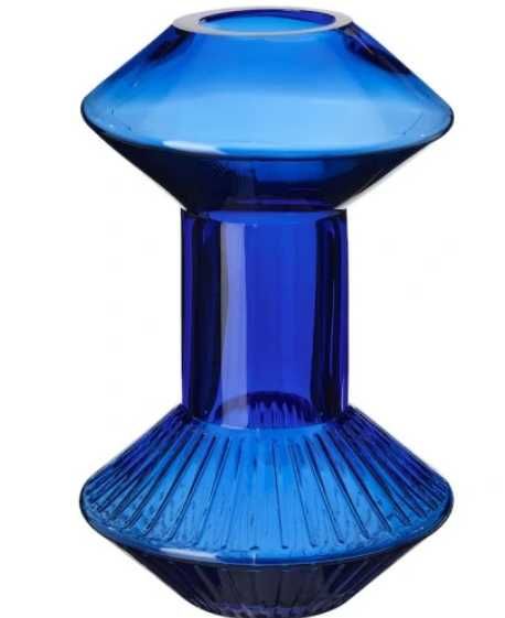 IKEA KRYPOXBAR Wazon niebieski 24 cm szkło szklany